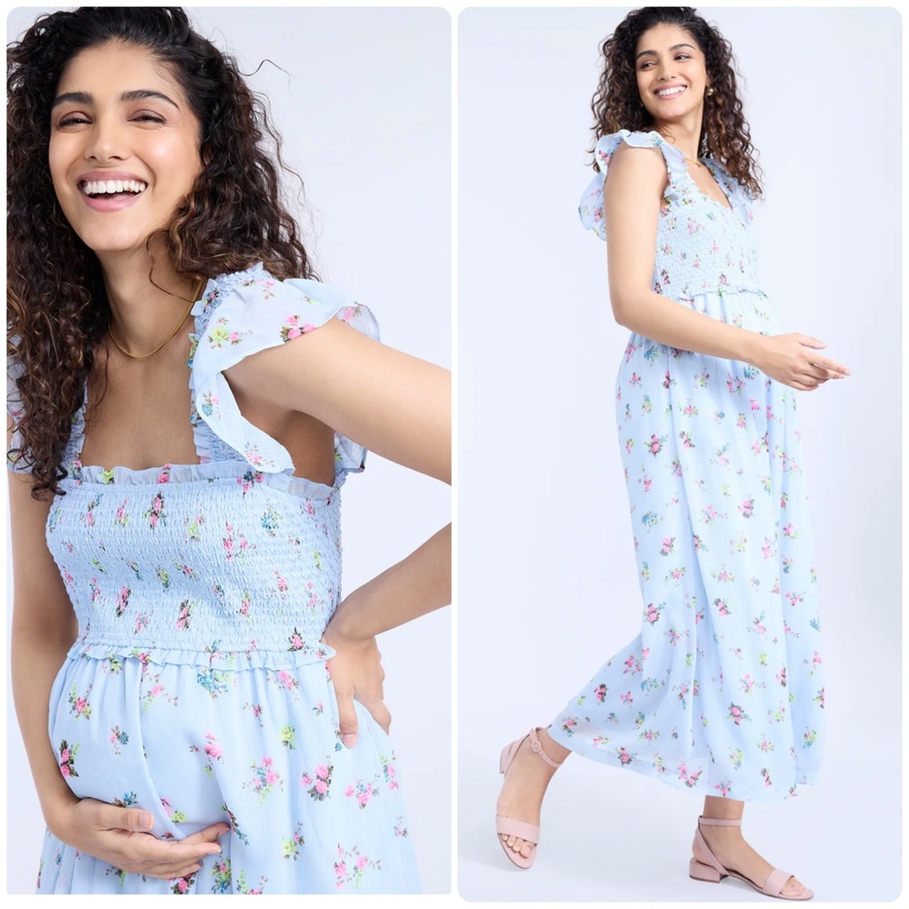 NEW Motherhood Ditsy Floral Maxi Maternity Dress - Picture 9 of 14